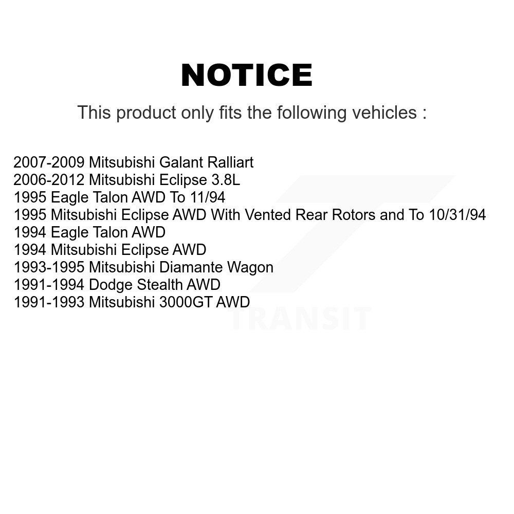 [Arrière] Plaquettes de frein en céramique arrière pour Mitsubishi Eclipse Galant Dodge Stealth Eagle