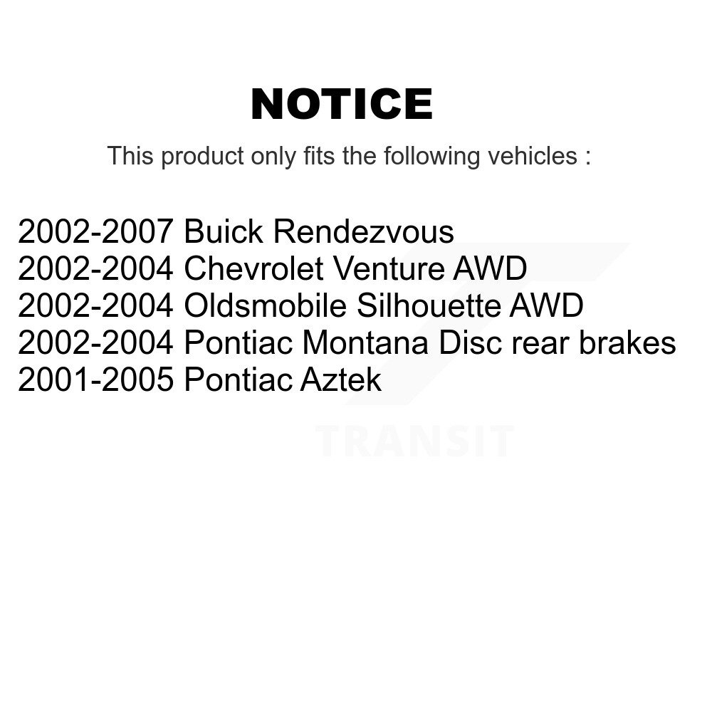 [Arrière] Rotor de frein à disque arrière pour Buick Rendezvous Pontiac Montana Chevrolet Venture
