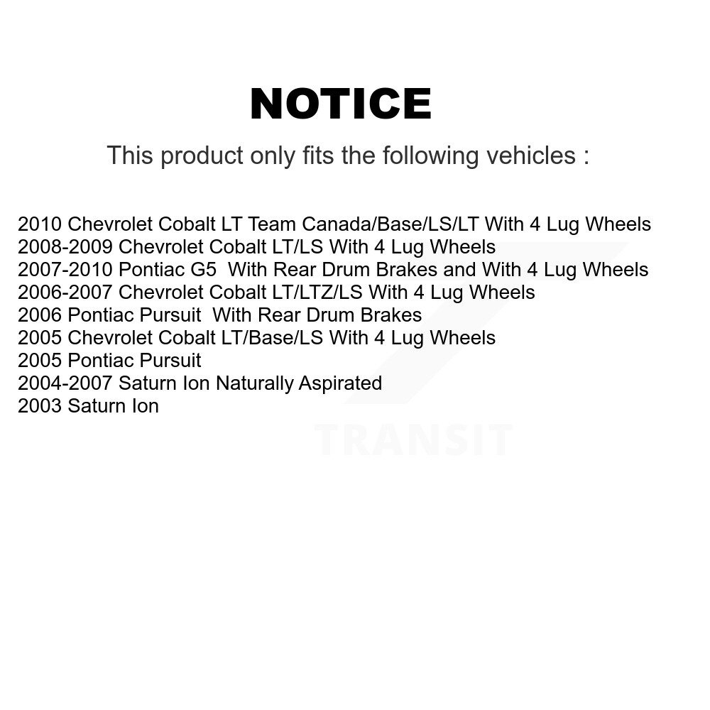 [Front] Rotor de frein à disque avant pour Chevrolet Cobalt Pontiac G5 Saturn Ion Pursuit