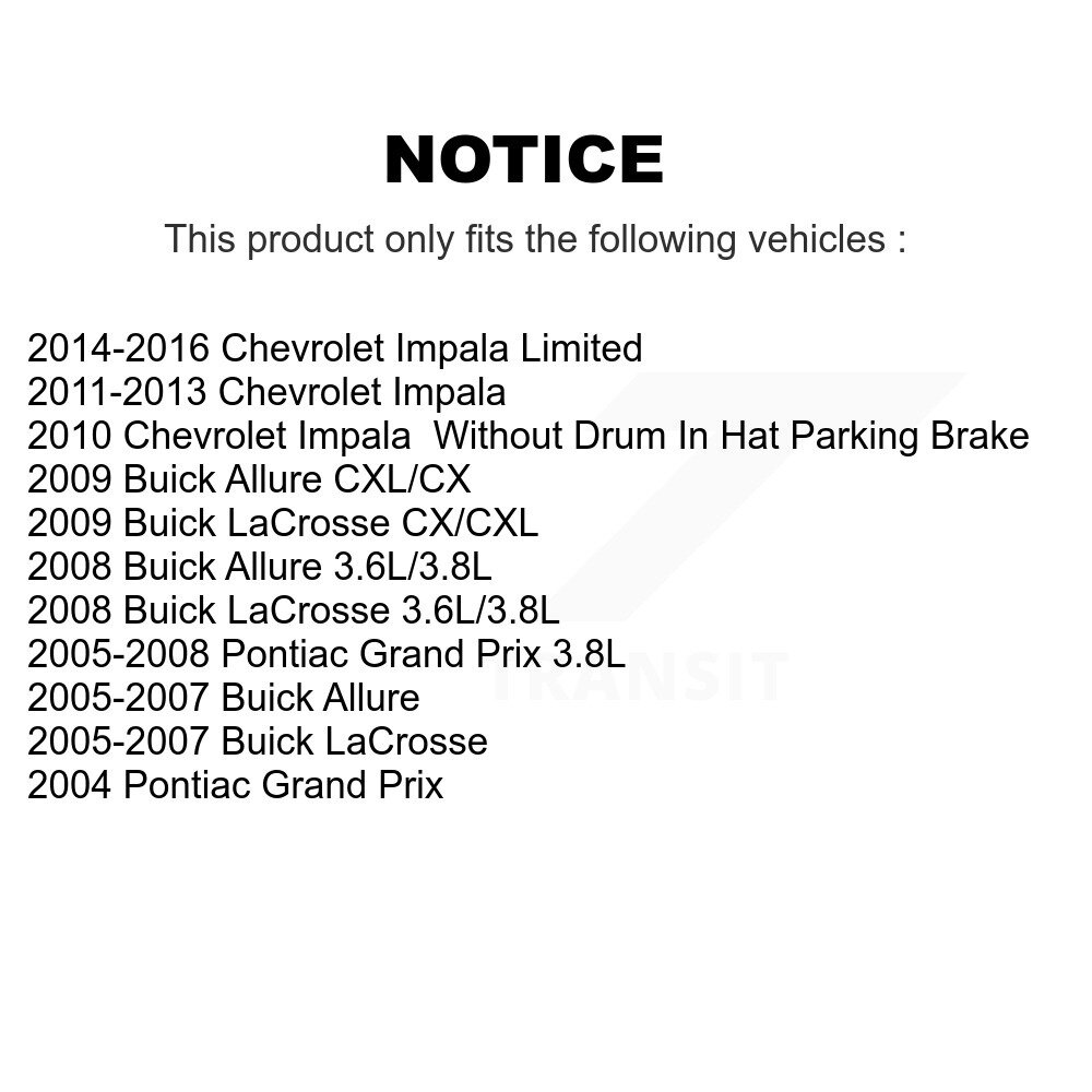[Arrière] Rotor de frein à disque arrière pour Chevrolet Impala Buick LaCrosse Pontiac Grand Prix