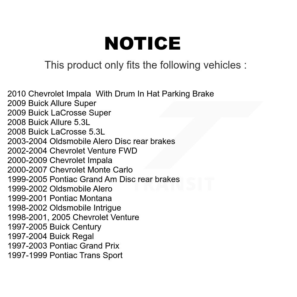 [Arrière] Rotor de frein à disque arrière pour Chevrolet Impala Buick Pontiac Grand Am Century Alero