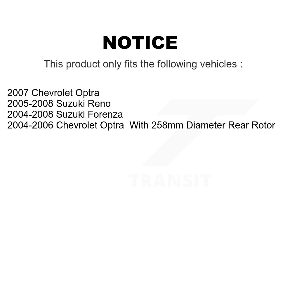 [Arrière] Rotor de frein à disque arrière pour Chevrolet Optra Suzuki Forenza Reno GCR-580409