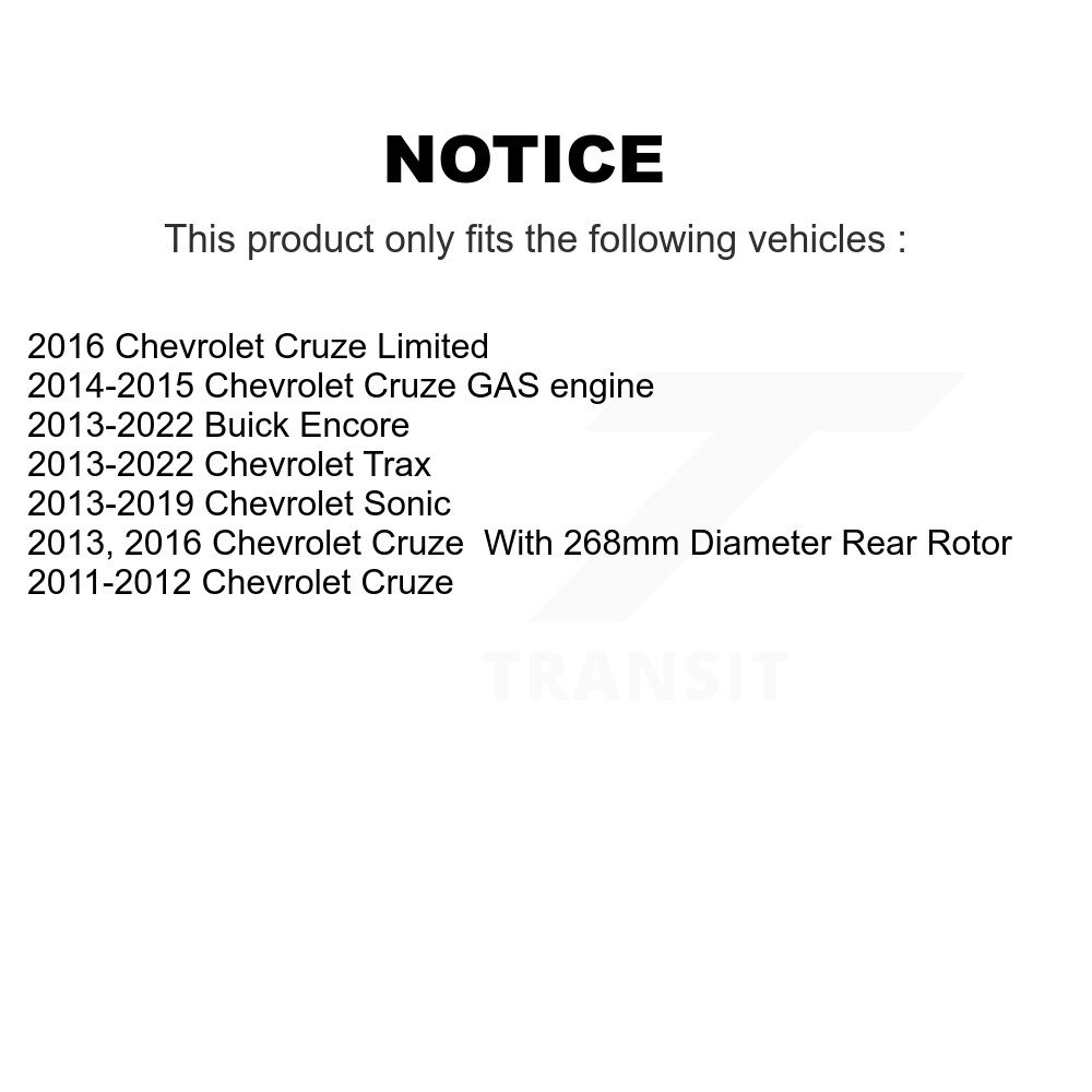[Arrière] Rotor de frein arrière pour Chevrolet Cruze Buick Encore Trax Sonic Limited