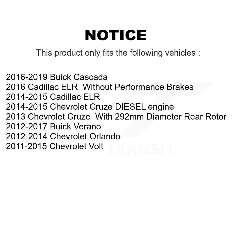 [Arrière] Rotor de frein à disque arrière pour Chevrolet Cruze Buick Verano Orlando Volt Cadillac ELR