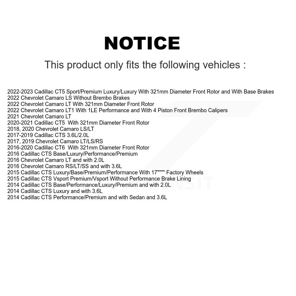 [Front] Rotor de frein à disque avant pour Chevrolet Camaro Cadillac CT5 CTS CT6 GCR-581913