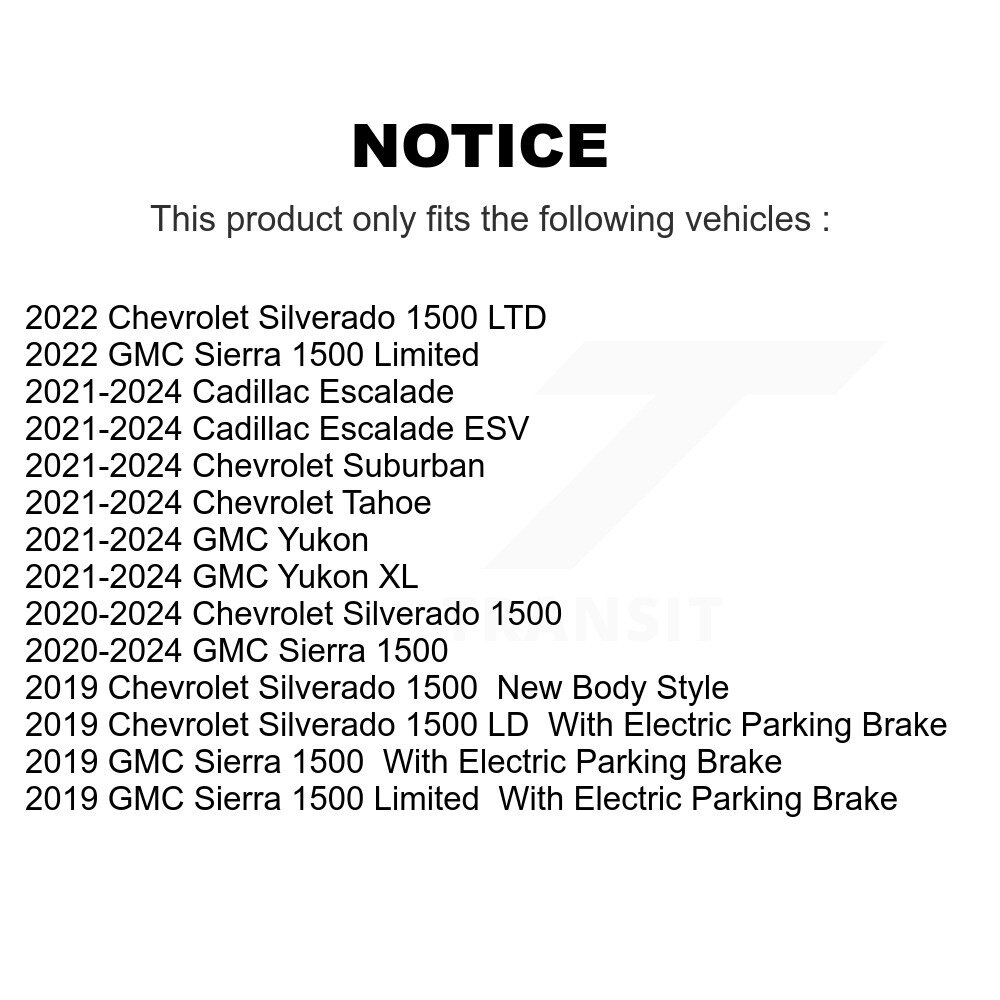 [Arrière] Rotor de frein à disque arrière pour GMC Chevrolet Silverado 1500 Sierra Limited Yukon XL