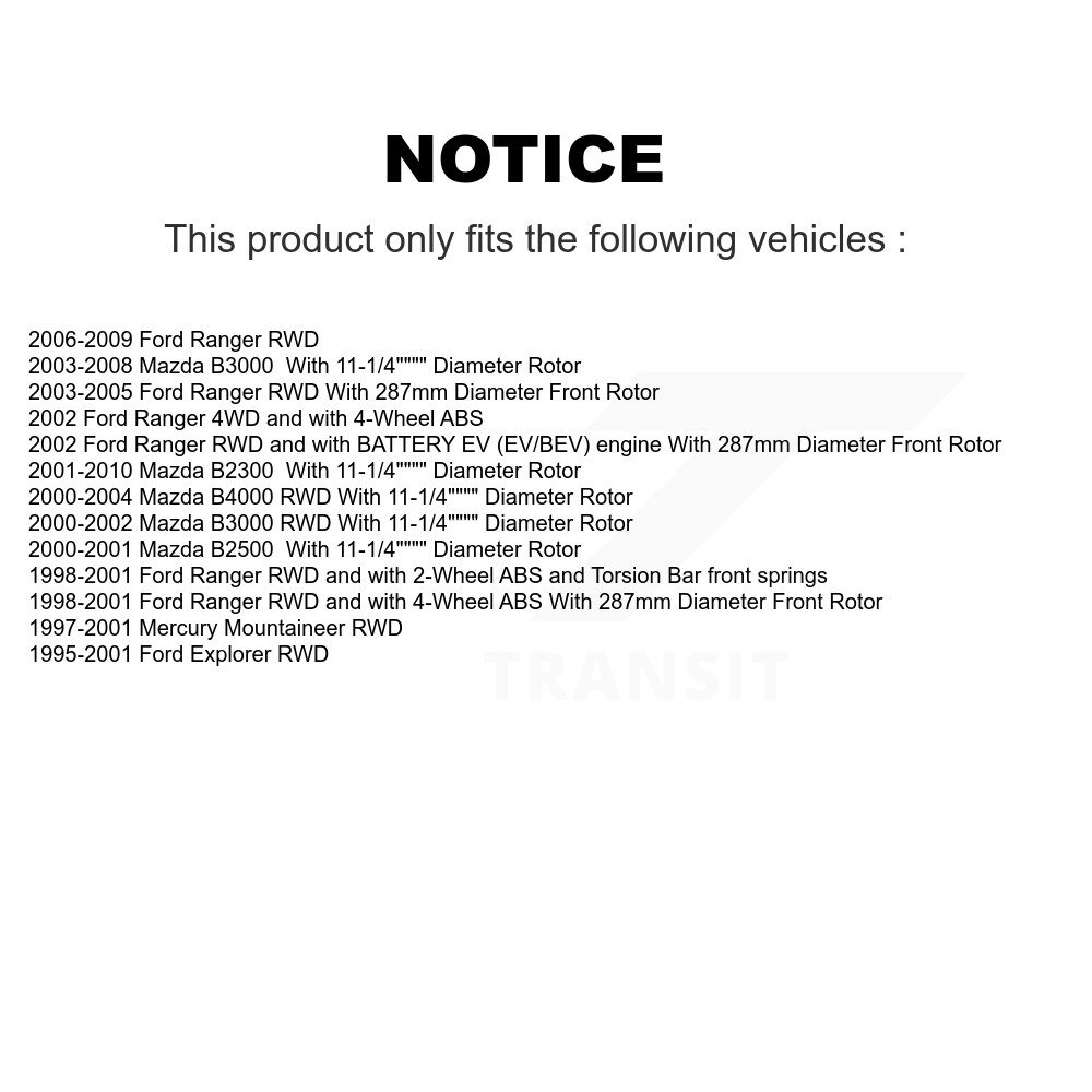 [Front] Assemblage du pivot du rotor de frein pour Ford Ranger Mazda Explorer B3000 B2300