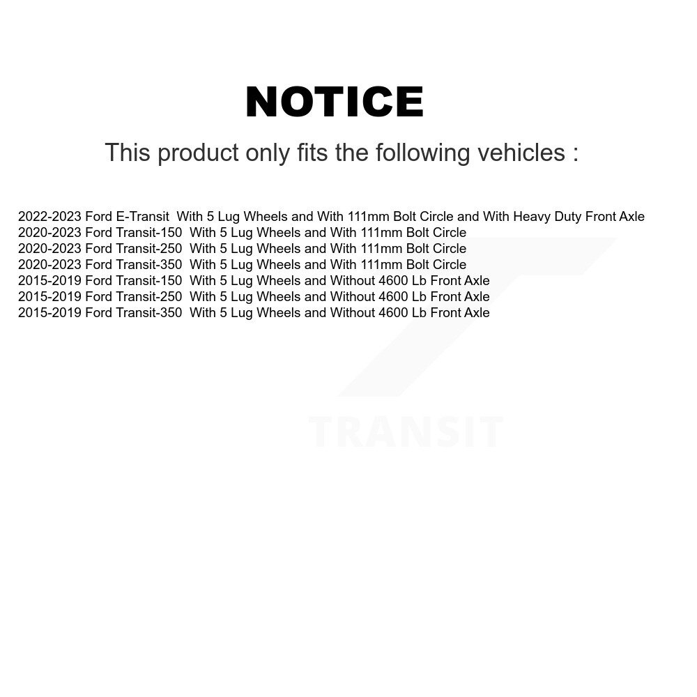 [Front] Rotor de frein à disque avant pour Ford Transit-250 Transit-150 Transit-350 E-Transit