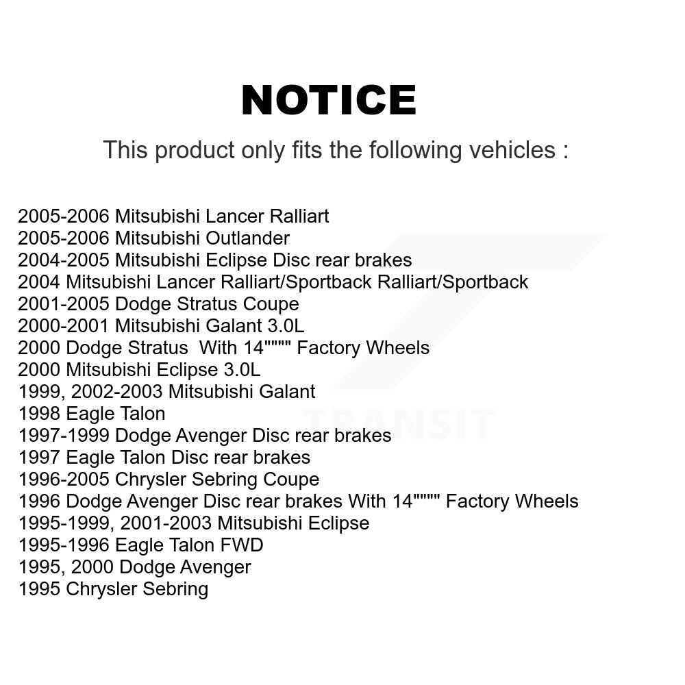 [Arrière] Rotor de frein à disque arrière pour le Sebring de Chrysler Mitsubishi Lancer Éclipse Outlander