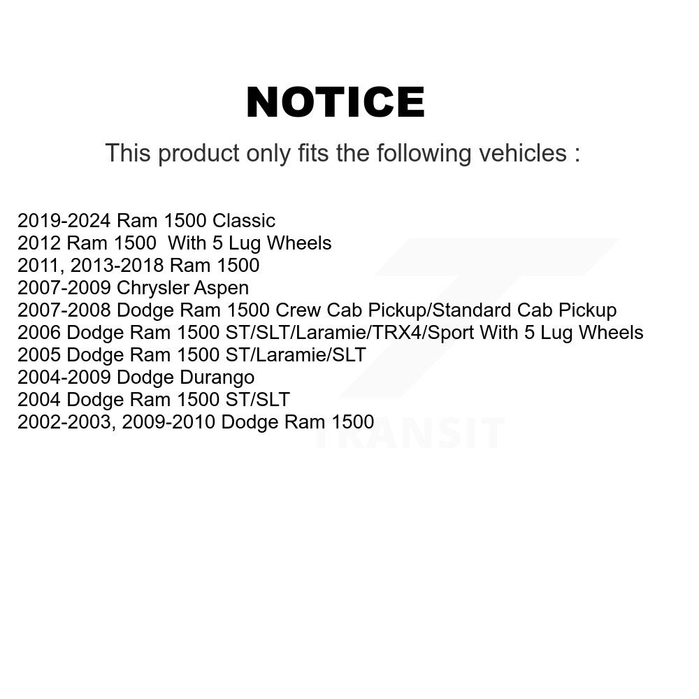 [Front] Rotor de frein à disque avant pour Ram 1500 Classic Dodge Durango Chrysler Aspen