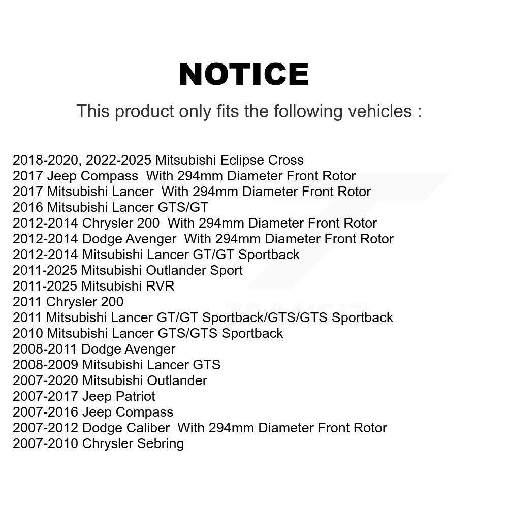[Front] Rotor de frein à disque avant pour Mitsubishi Jeep RVR Outlander Patriot Lancer Dodge
