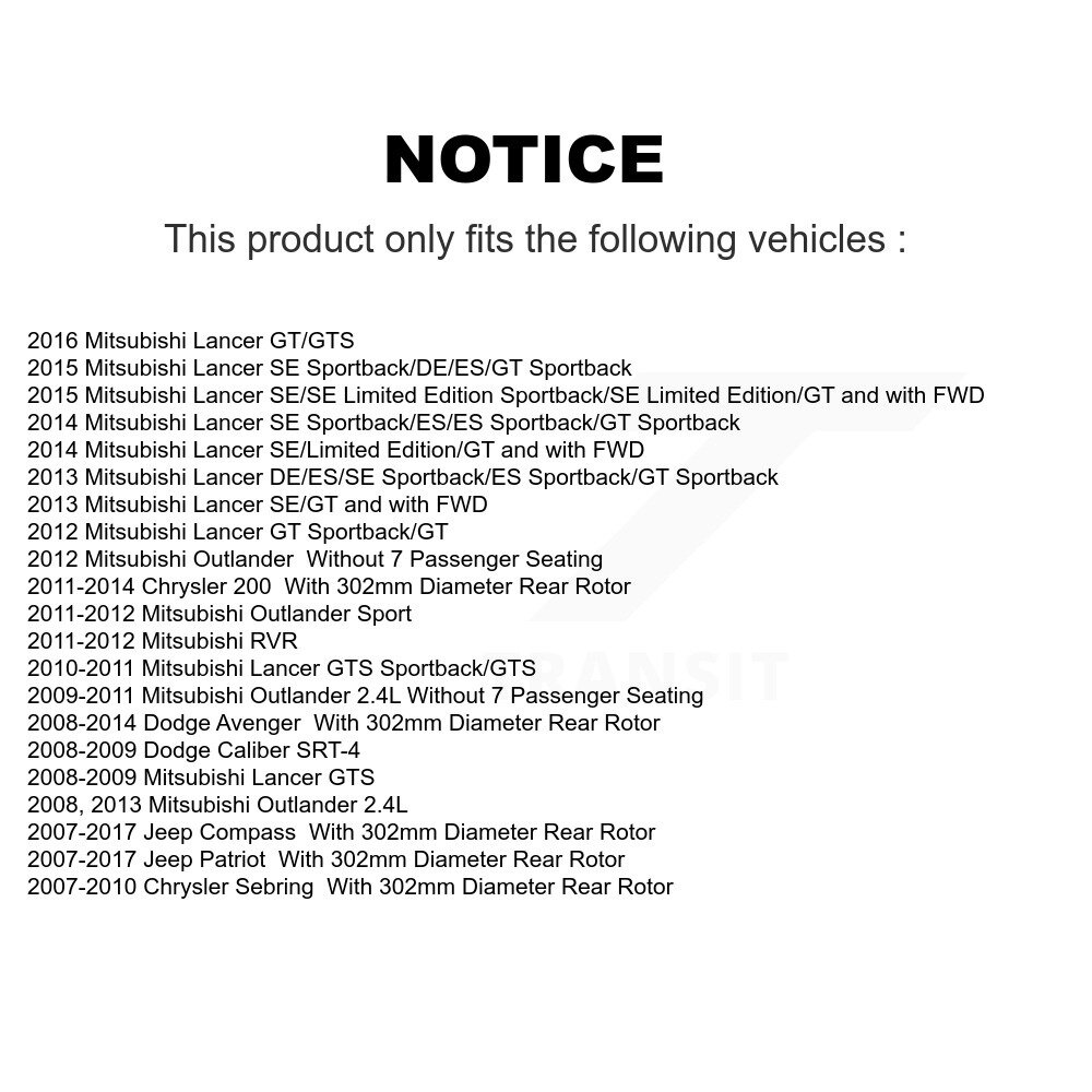 [Arrière] Rotor de frein à disque arrière pour Jeep Mitsubishi Patriot Lancer Chrysler Compass Dodge