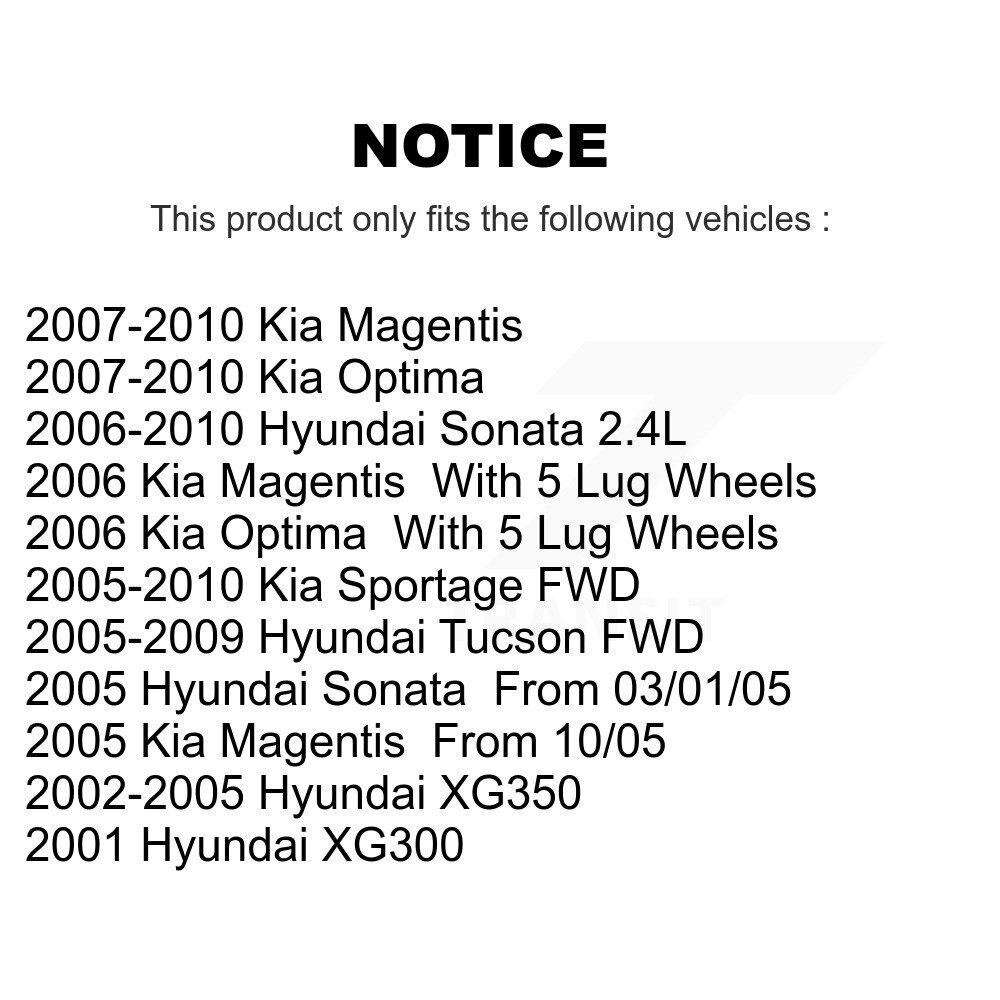 [Arrière] Rotor de frein à disque arrière pour Hyundai Sonata Tucson Kia Sportage Optima XG350 XG300