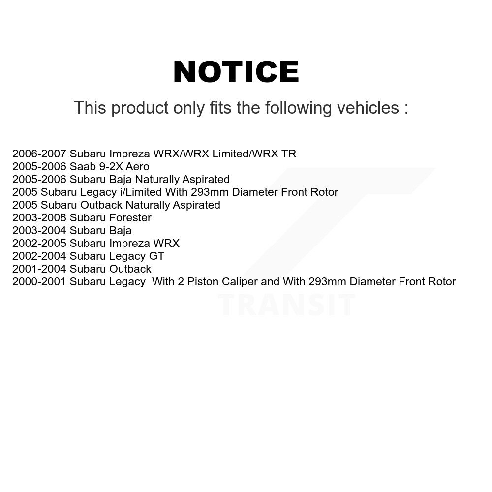 [Front] Rotor de frein à disque avant pour Subaru Impreza Forester Outback Legacy Baja Saab 9-2X