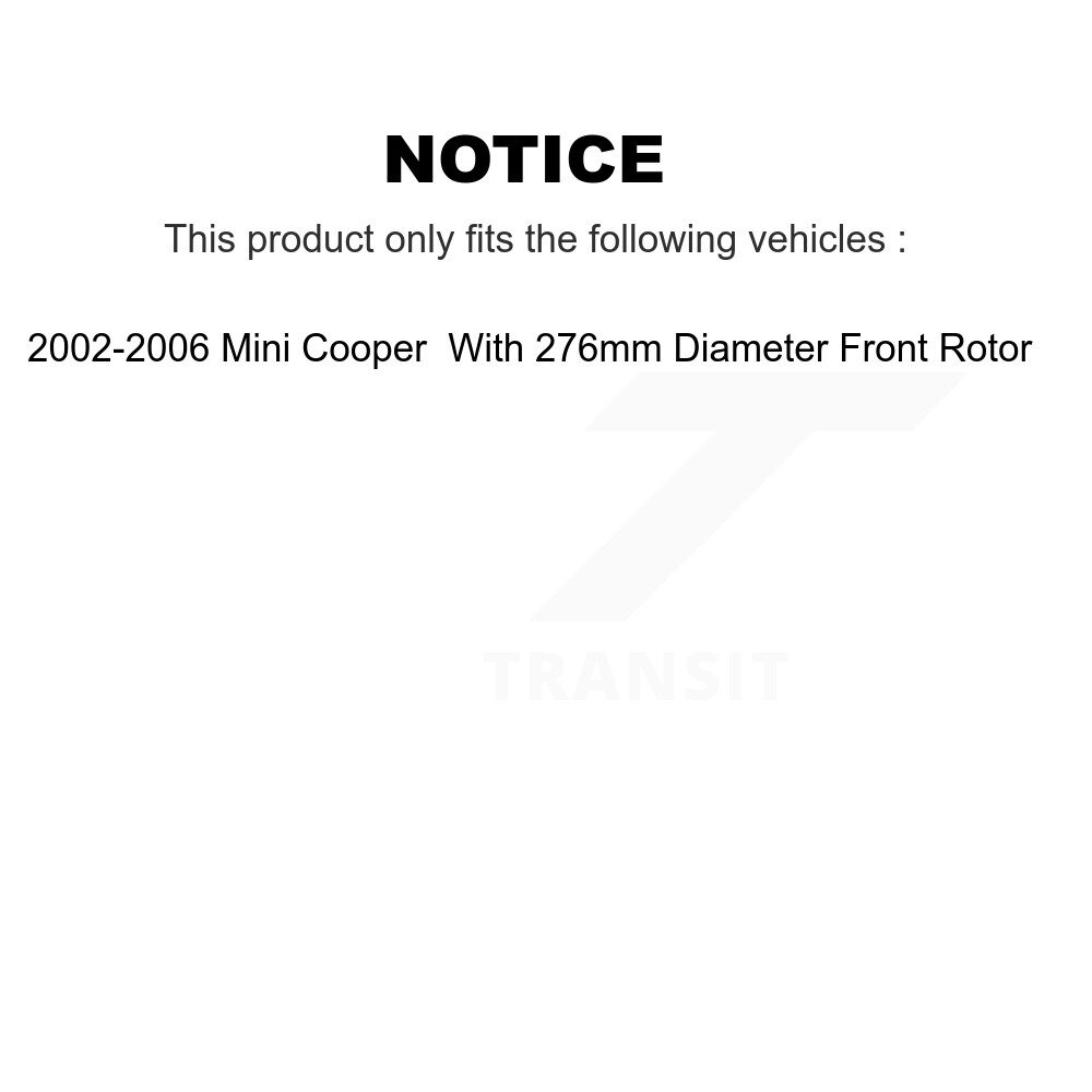 [Front] Rotor de frein à disque avant pour 2002-2006 Mini Cooper avec 276 mm de diamètre GCR-980153