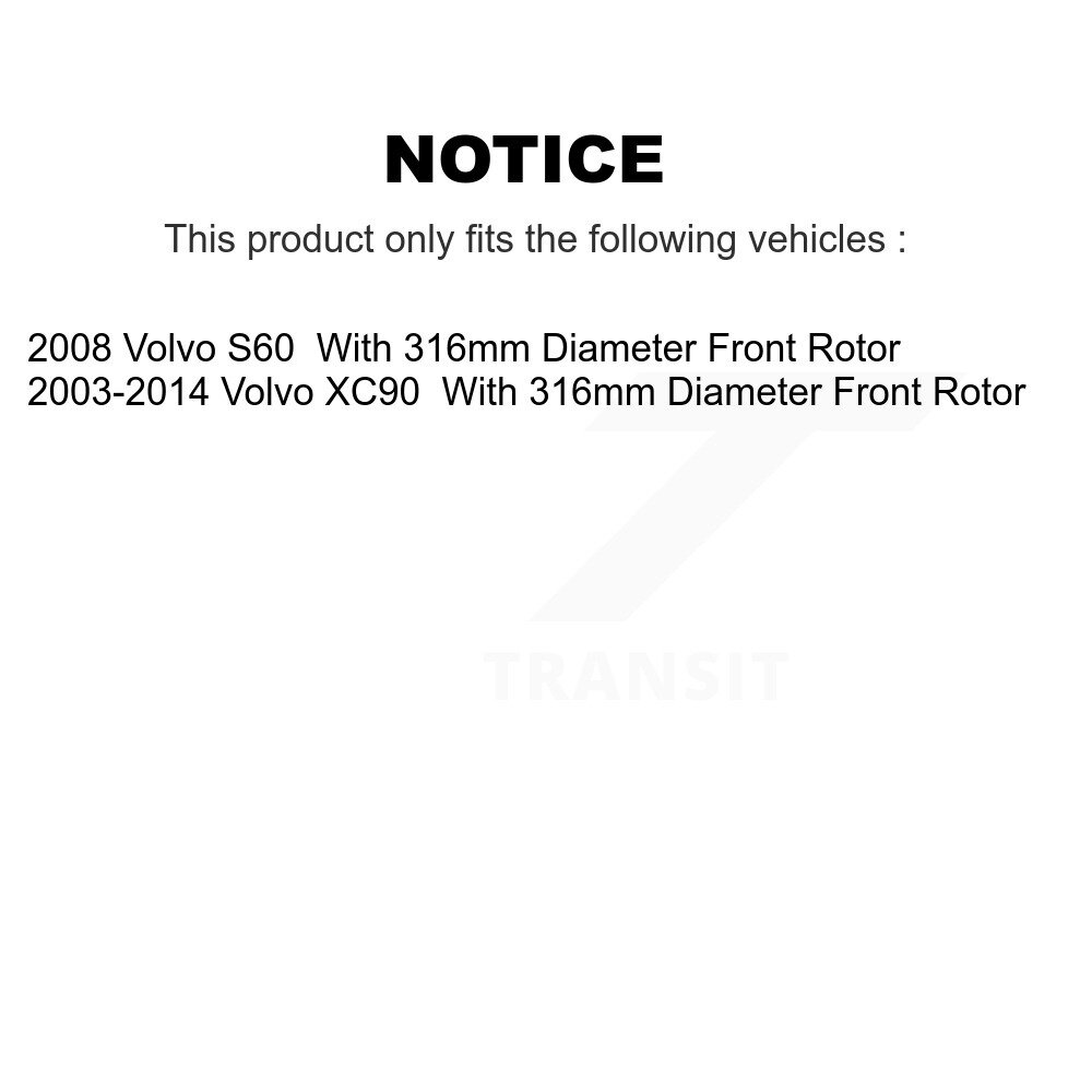 [Front] Rotor de frein à disque avant pour Volvo XC90 S60 avec diamètre 316mm GCR-980275