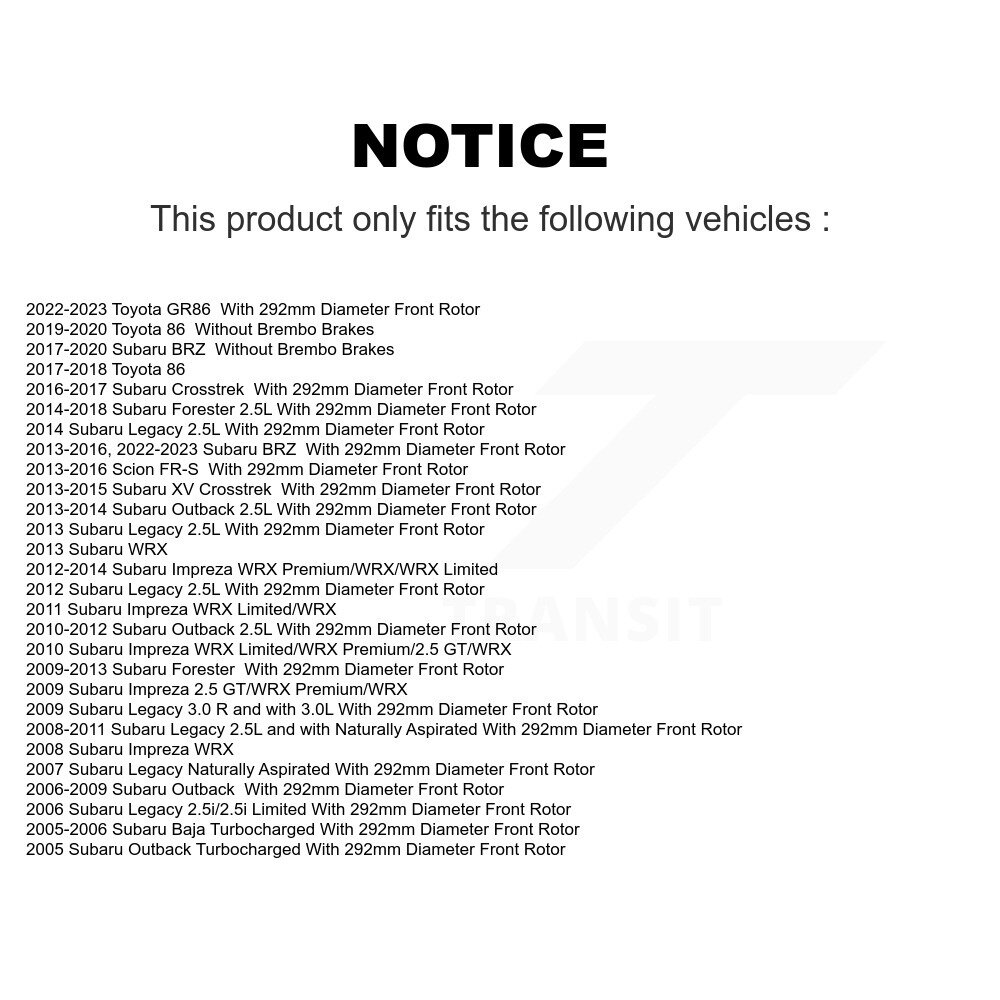 [Front] Rotor de frein à disque avant pour Subaru Forester Impreza Outback XV Crosstrek Legacy