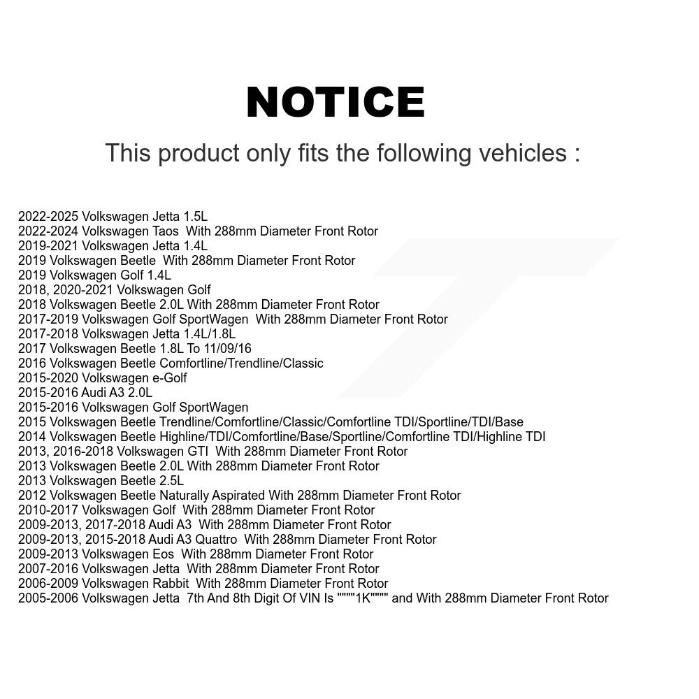 [Front] Rotor de frein à disque avant pour Volkswagen Jetta Golf SportWagen Taos Beetle Audi A3