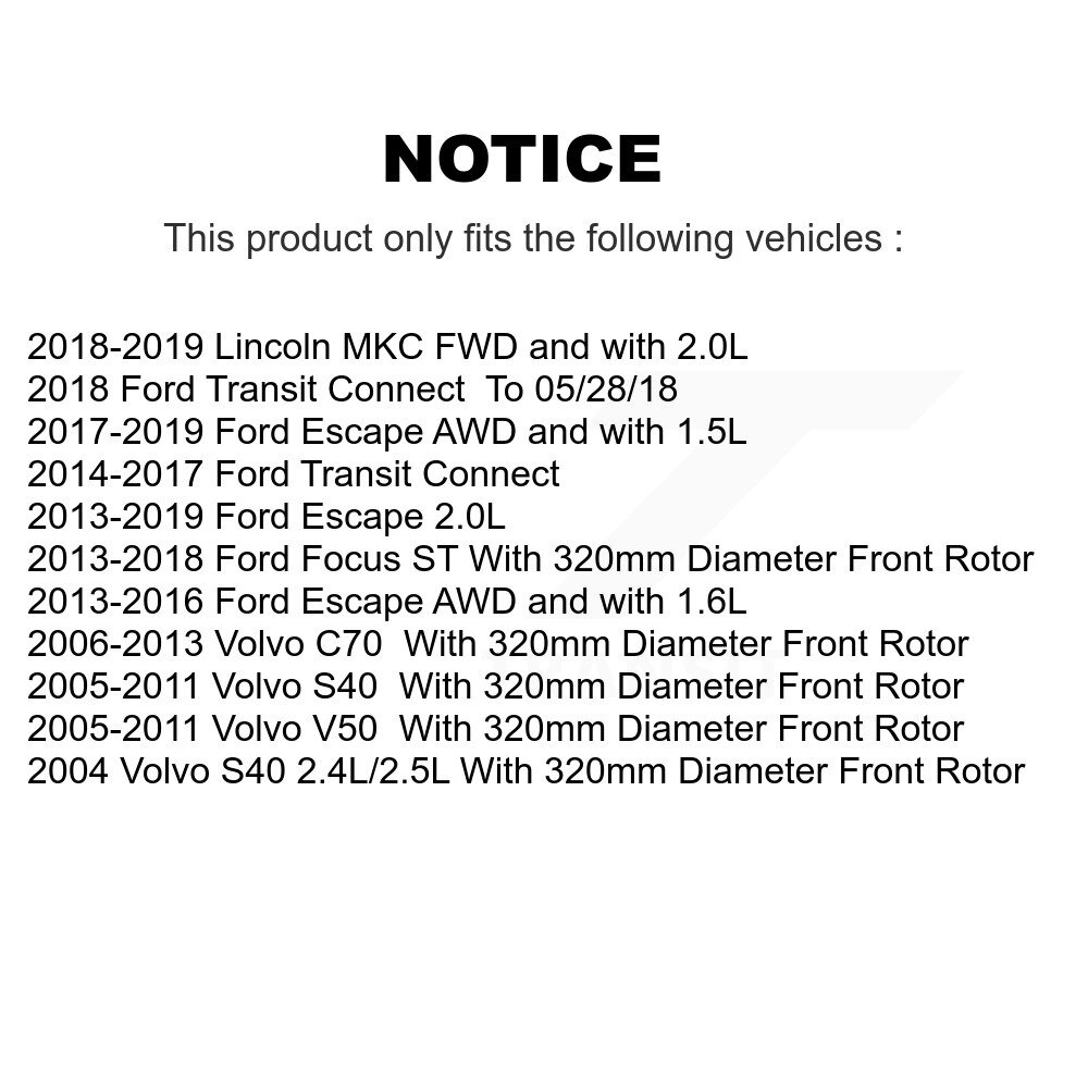 [Front] Rotor de frein à disque avant pour Ford Escape Focus Transit Connect Volvo S40 Lincoln