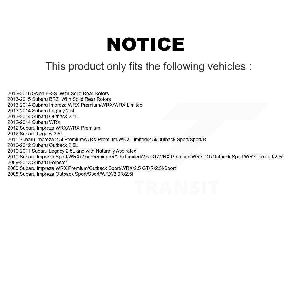 [Arrière] Rotor de frein à disque arrière pour Subaru Impreza Forester Outback Legacy BRZ Scion FR-S