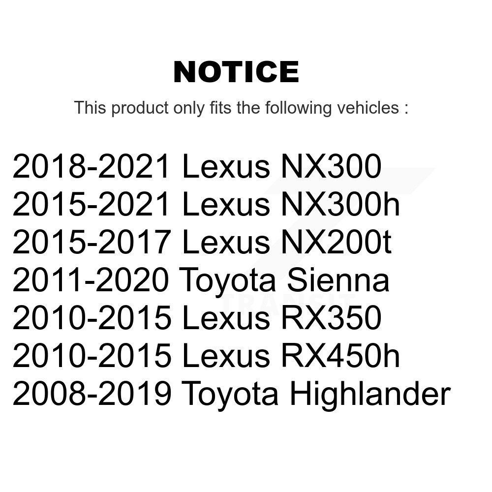 [Front] Rotor de frein à disque avant pour Toyota Highlander Sienna Lexus RX350 NX300 NX200t