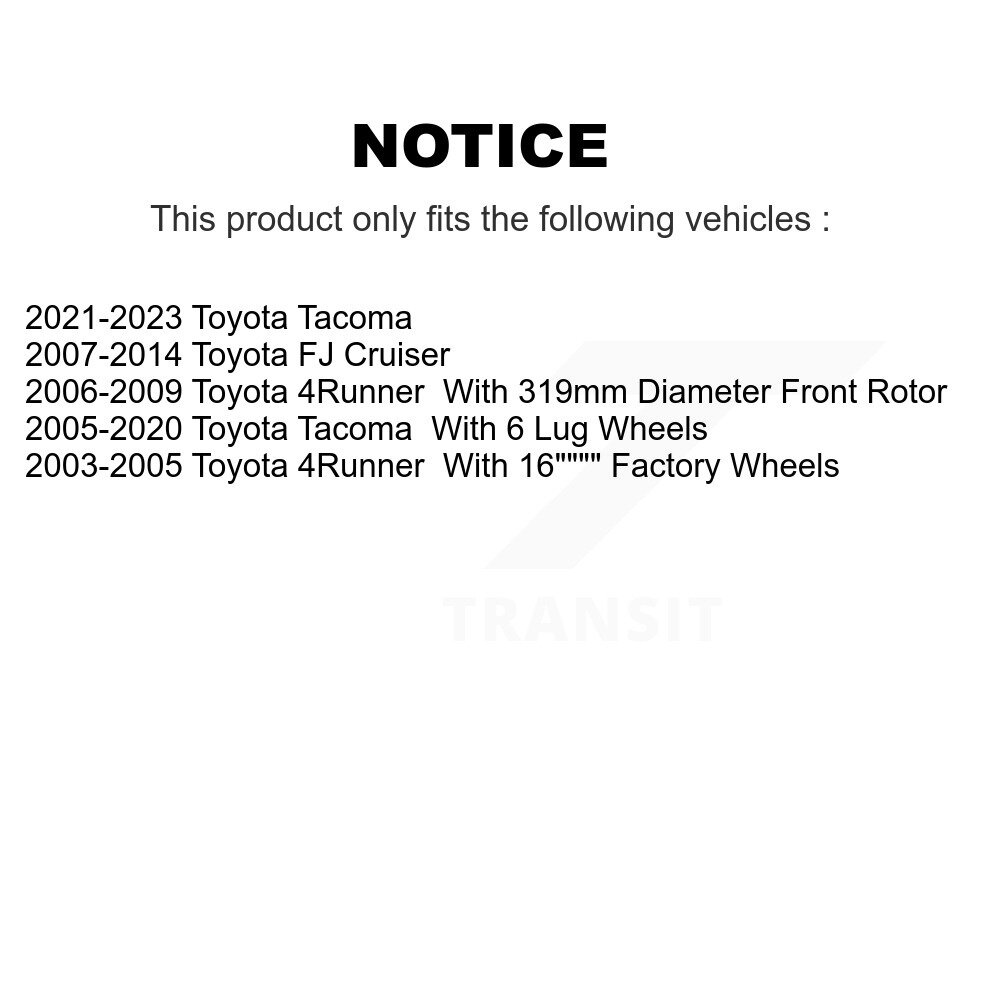 [Front] Rotor de frein à disque avant pour Toyota Tacoma 4Runner FJ Cruiser GCR-980670