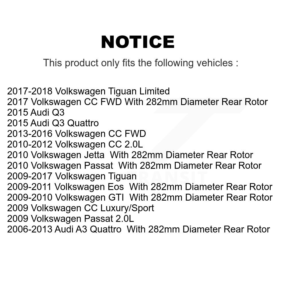 [Arrière] Rotor de frein à disque arrière pour Volkswagen Tiguan Audi CC Jetta A3 Quattro Q3 Passat