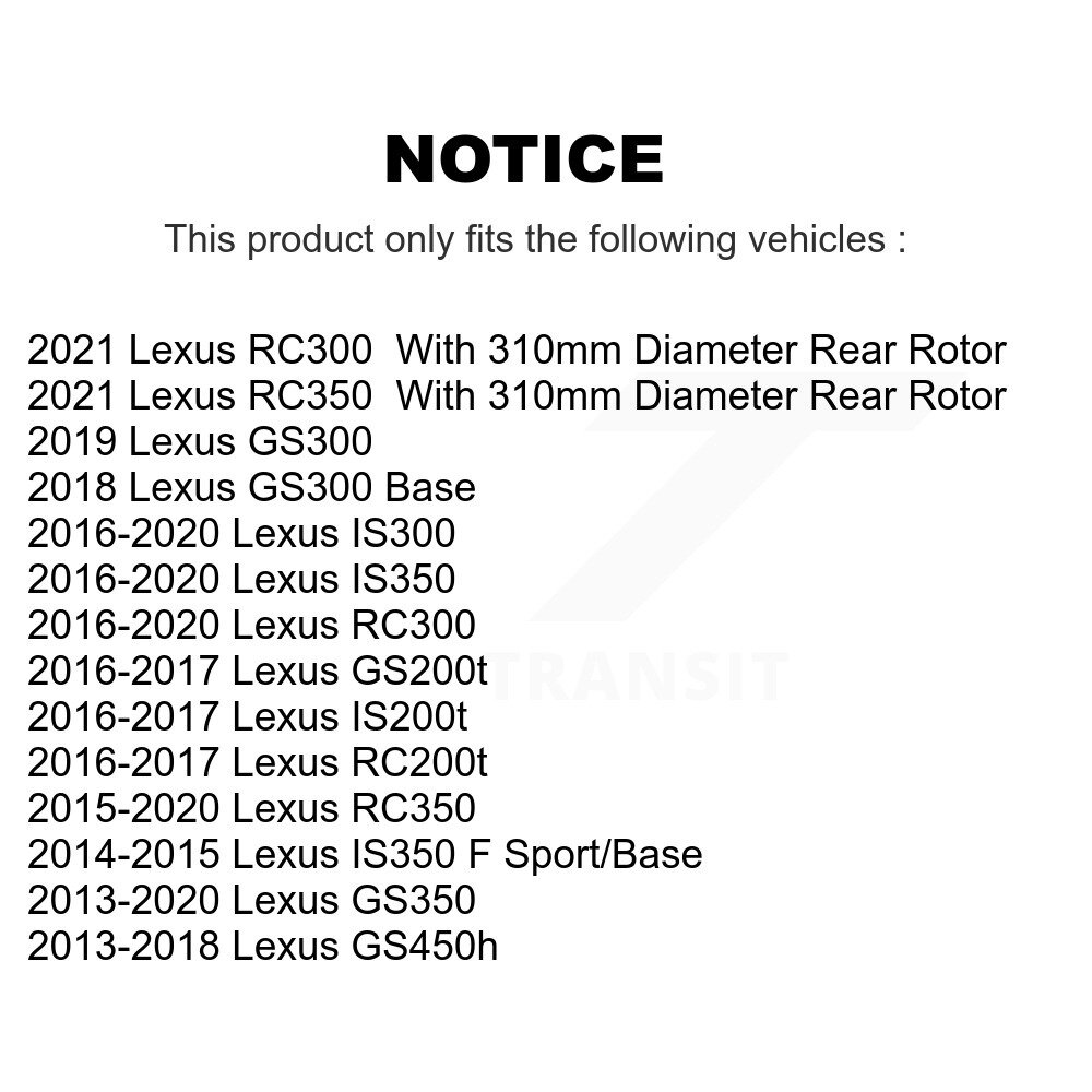[Arrière] Rotor de frein à disque arrière pour Lexus IS300 IS350 GS350 RC350 RC300 IS200t GS450h