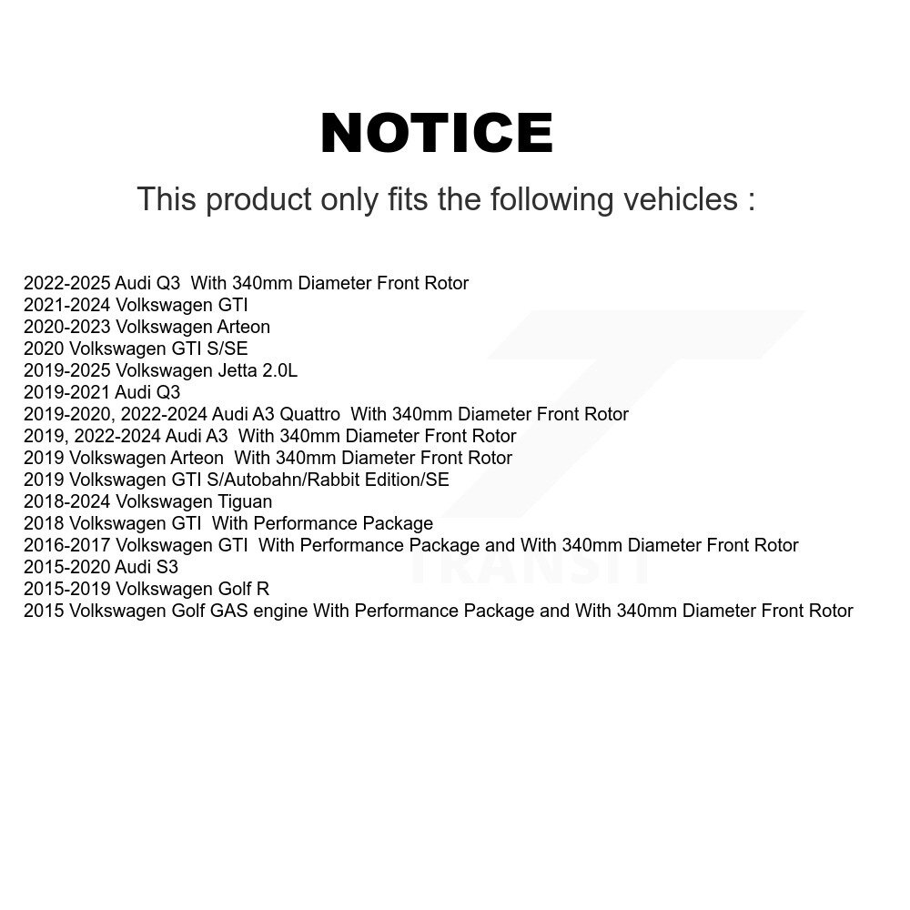 [Front] Rotor de frein à disque avant pour Volkswagen Tiguan Jetta Audi Q3 GTI Golf R A3 Quattro