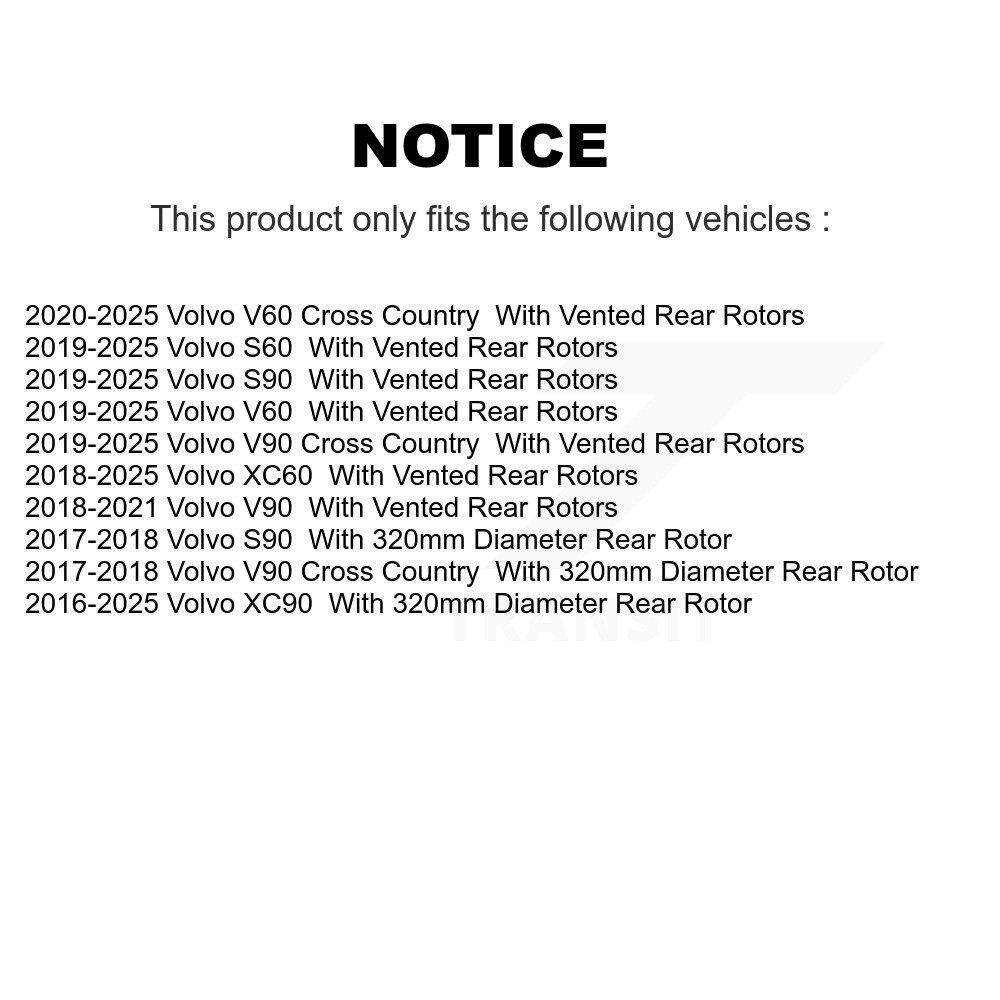[Arrière] Rotor de frein à disque arrière pour Volvo XC60 XC90 S60 V60 Cross Country V90 S90
