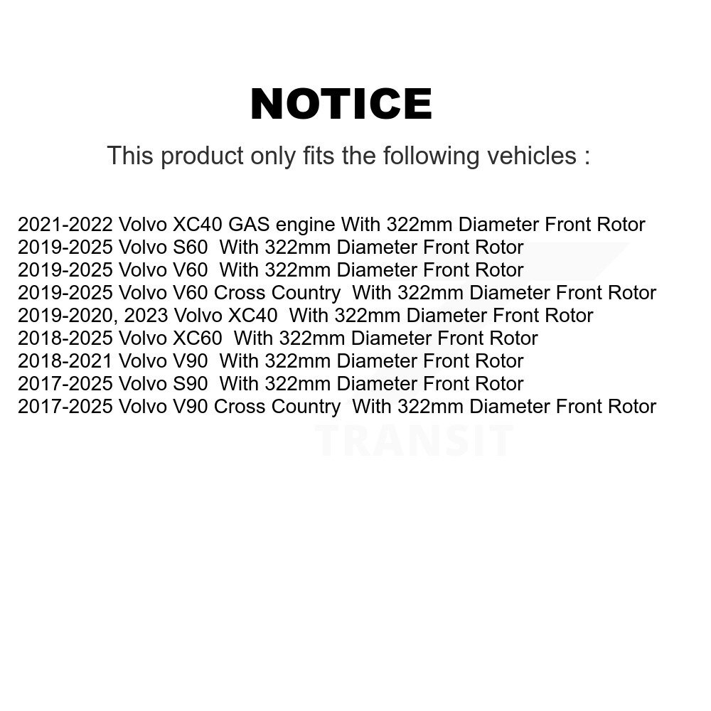 [Front] Rotor de frein à disque avant pour Volvo XC60 XC40 S60 V60 Cross Country V90 S90