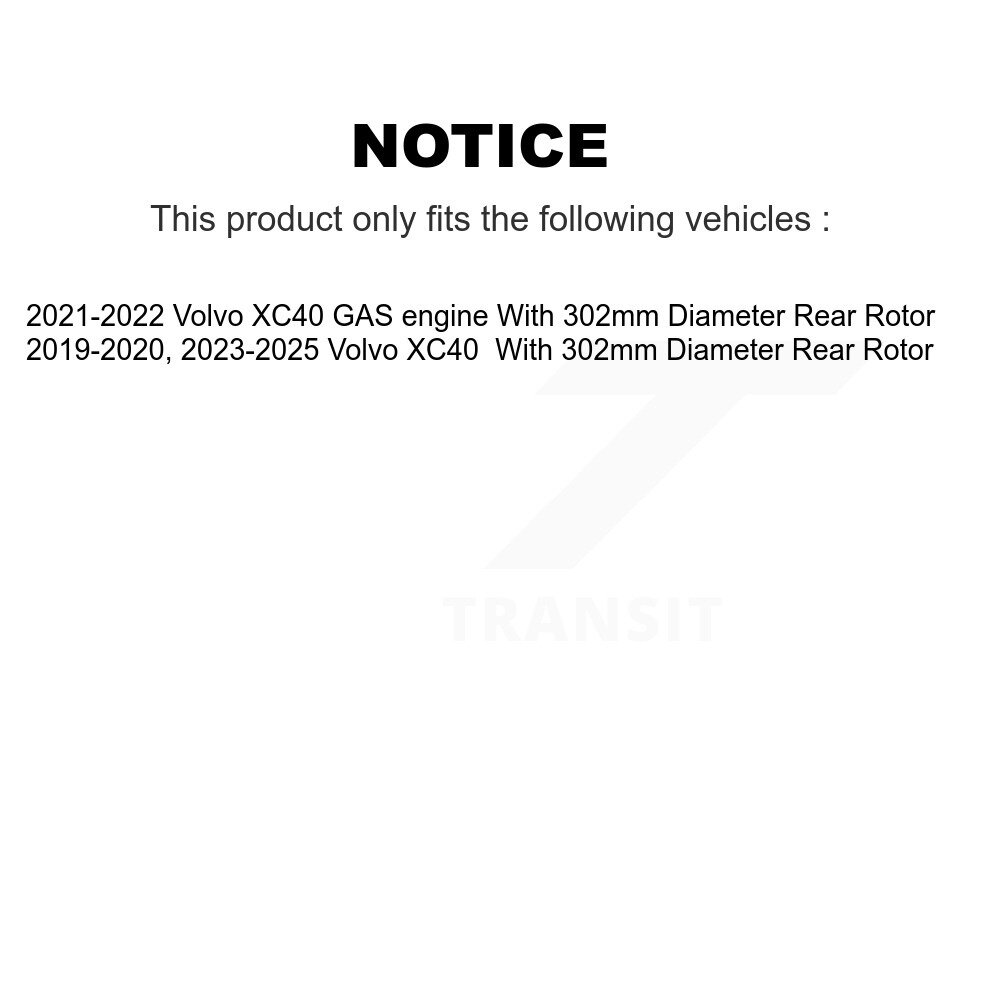 [Arrière] Rotor de frein à disque arrière pour Volvo XC40 avec 302 mm de diamètre GCR-982544