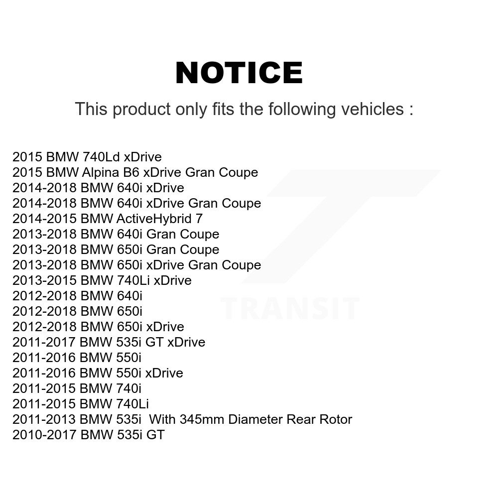 [Arrière] Rotor de frein à disque arrière pour BMW 550i xDrive 650i Gran Coupe 535i GT 640i 740Li B6