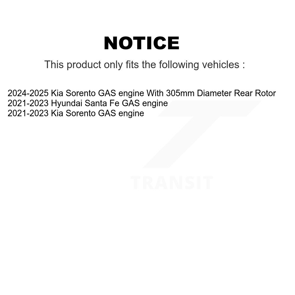 [Arrière] Rotor de frein à disque arrière pour 2021-2023 Hyundai Moteur GAS Santa Fe Kia Sorento