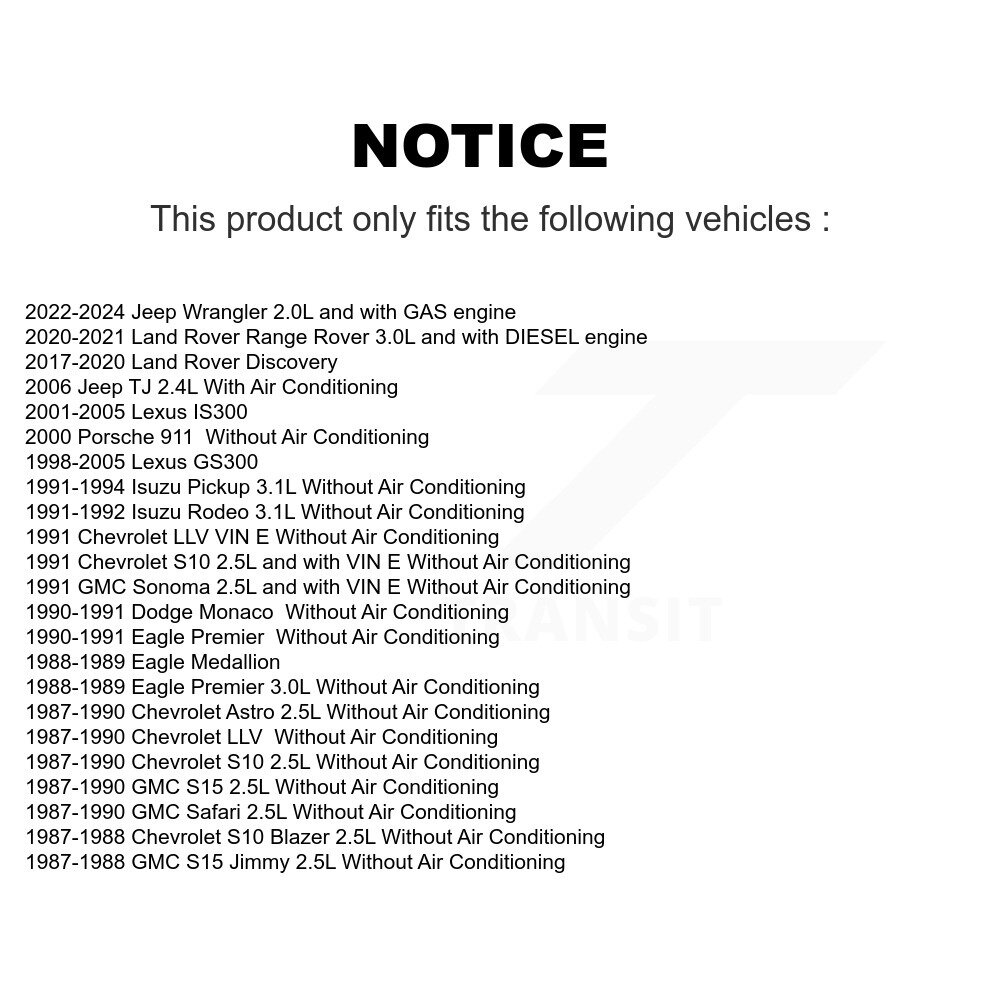 [Entraînement principal] Ceinture de sérépentine pour Jeep Wrangler Land Rover Lexus Discovery Range IS300 S10 GMC