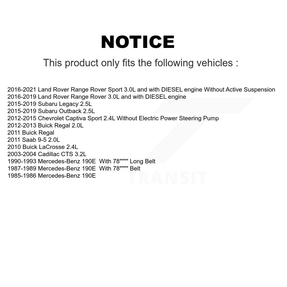 [Entraînement principal] Ceinture de sérépentine pour Subaru Outback Legacy Buick LaCrosse Regal Cadillac CTS 190E