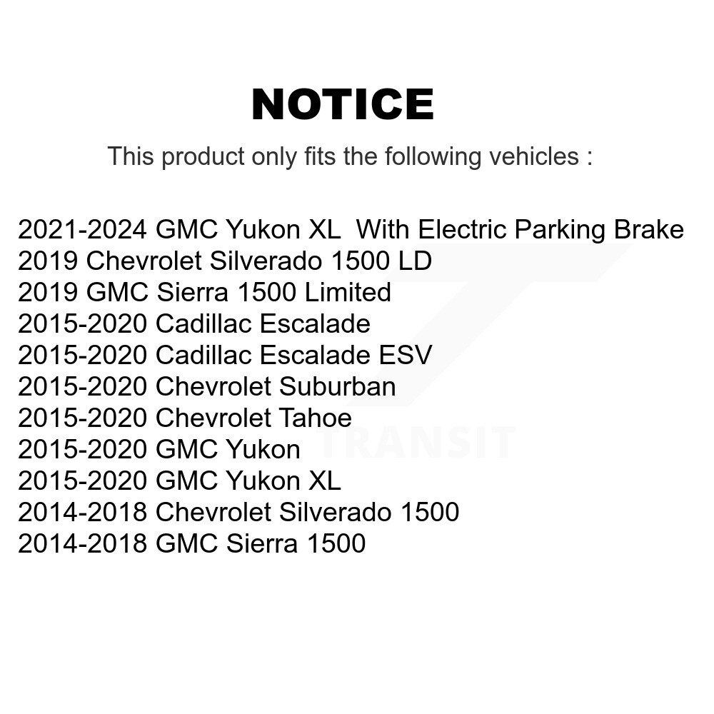[Arrière] Chaussures de frein de stationnement arrière pour GMC Chevrolet Sierra 1500 Silverado Tahoe Yukon LD