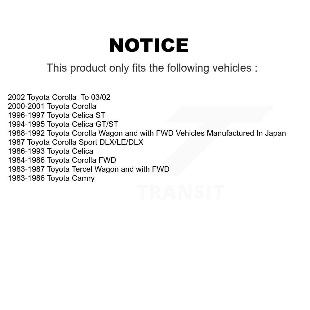 [Arrière] Chaussures de frein à tambour arrière pour Toyota Corolla Celica Tercel Camry NB-551B
