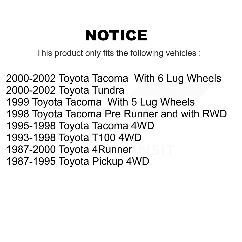[Arrière] Chaussures de frein à tambour arrière pour Toyota 4Runner Tacoma Pickup Tundra T100 NB-589B