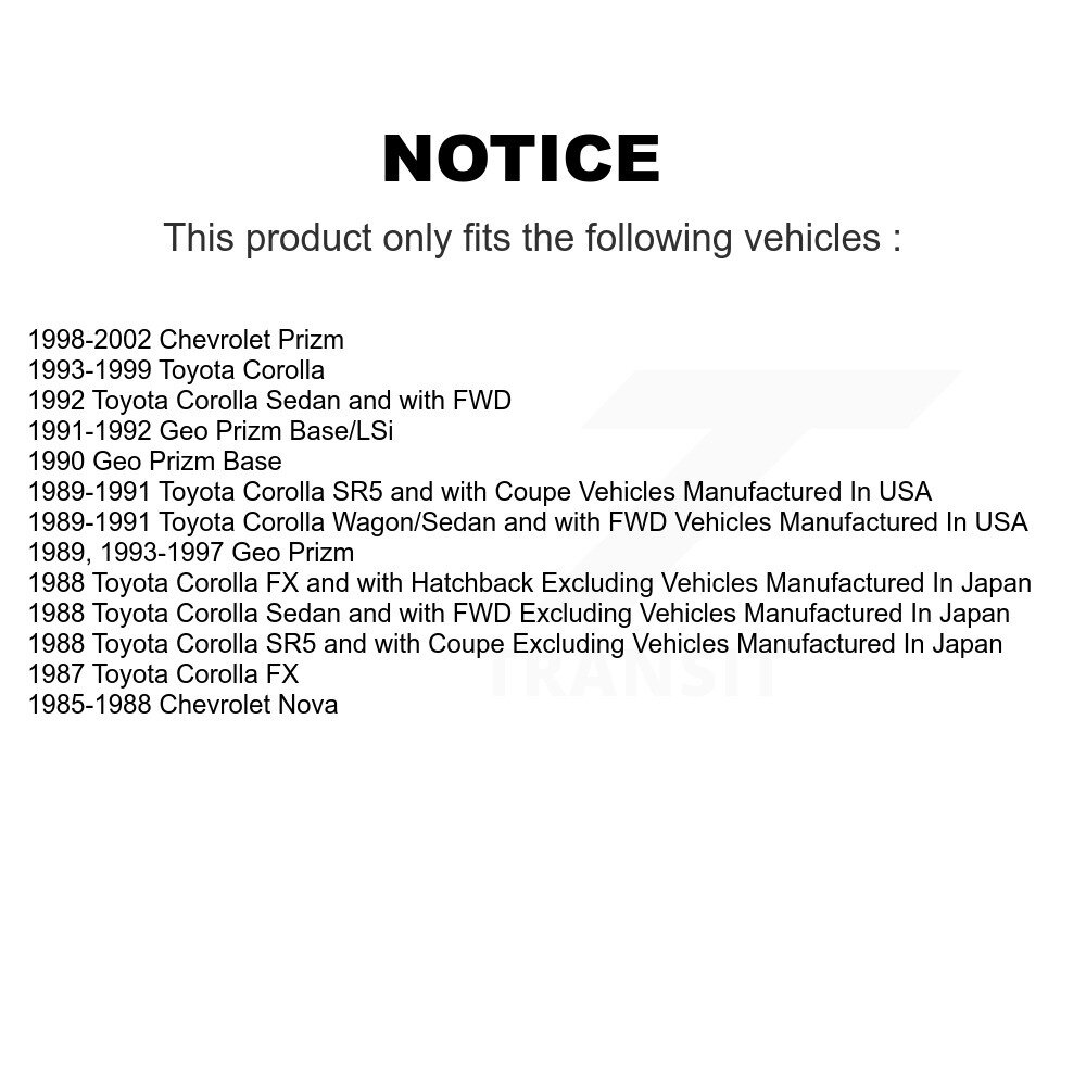 [Arrière] Chaussures de frein à tambour arrière pour Toyota Corolla Chevrolet Prizm Nova Geo NB-597B