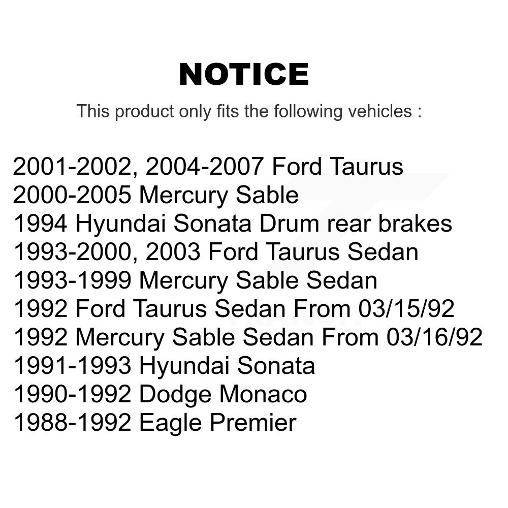 [Arrière] Chaussures de frein à tambour arrière pour Ford Taurus Mercury Sable Eagle Premier Hyundai Sonata