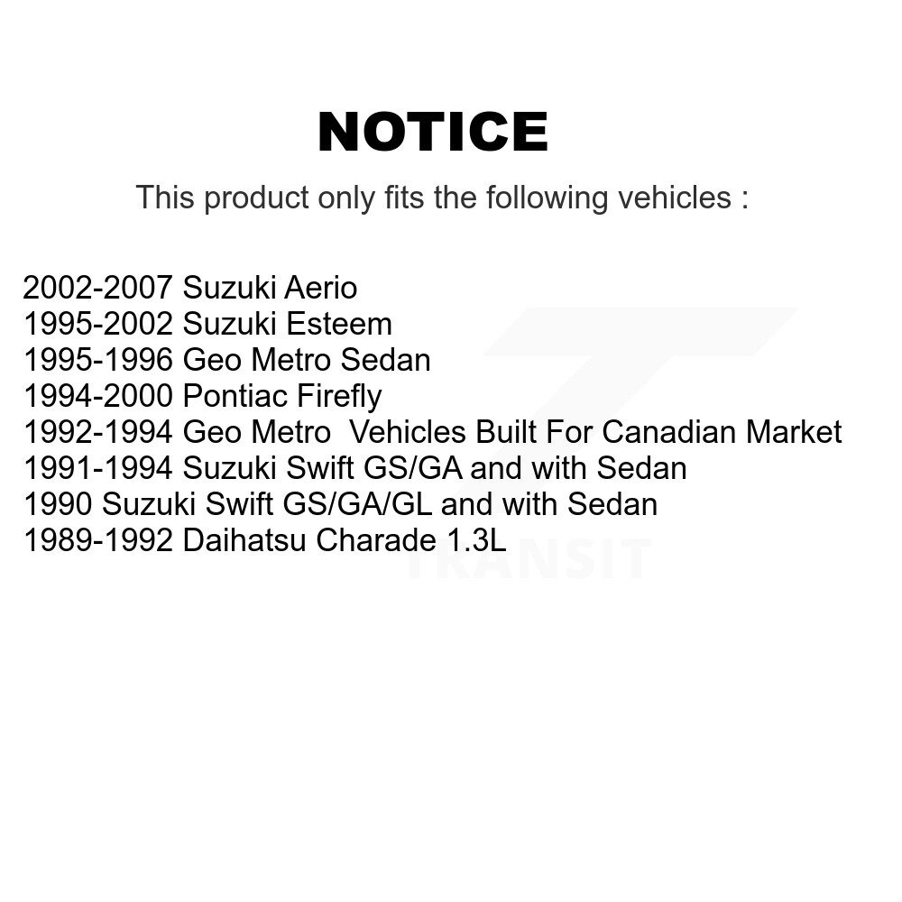 [Arrière] Chaussures de frein à tambour arrière pour Suzuki Aerio Esteem Pontiac Firefly Geo Metro Swift