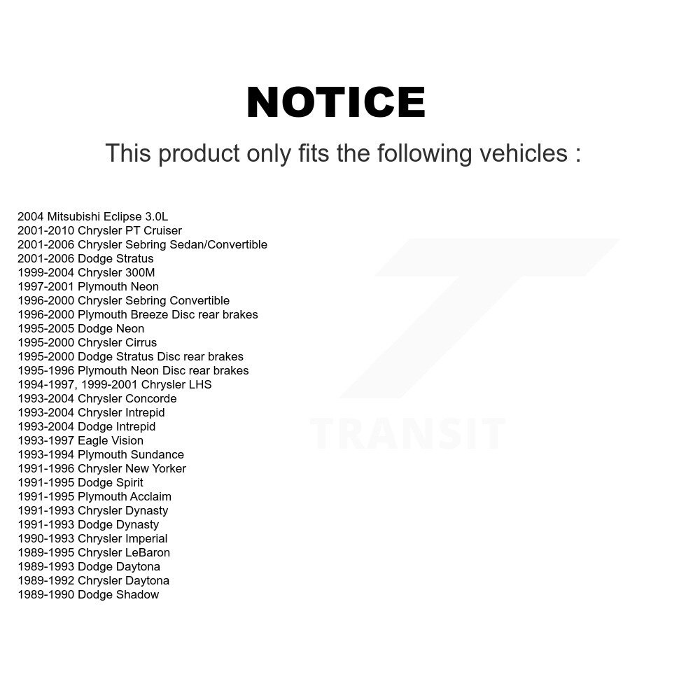 [Arrière] Chaussures de frein de stationnement arrière pour Chrysler PT Cruiser Sebring Dodge Neon Intrepid 300M