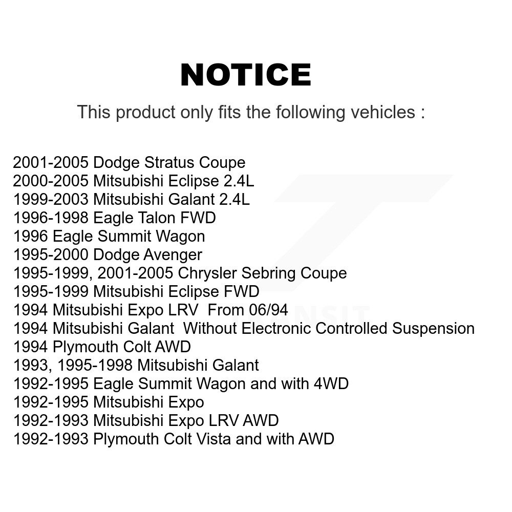 [Arrière] Chaussures de frein à tambour arrière pour Chrysler Sebring Mitsubishi Eclipse Galant Eagle Talon