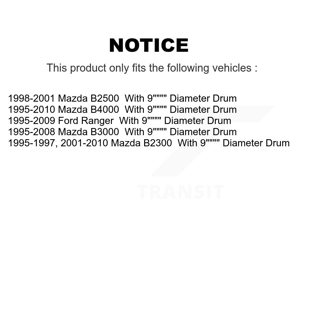 [Arrière] Chaussures de frein à tambour arrière pour Ford Ranger Mazda B4000 B3000 B2300 B2500 NB-704B