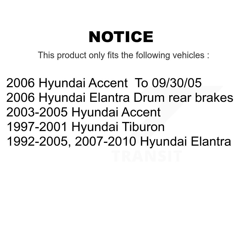 [Arrière] Chaussures de frein à tambour arrière pour Hyundai Elantra Accent Tiburon NB-715B