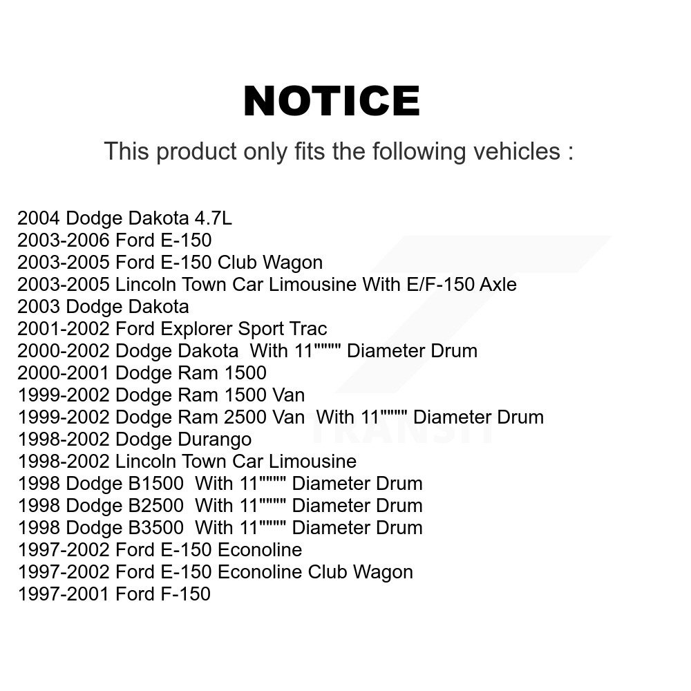 [Arrière] Chaussures de frein à tambour arrière pour Ford F-150 Dodge Dakota Ram 1500 Lincoln Town Auto Sport