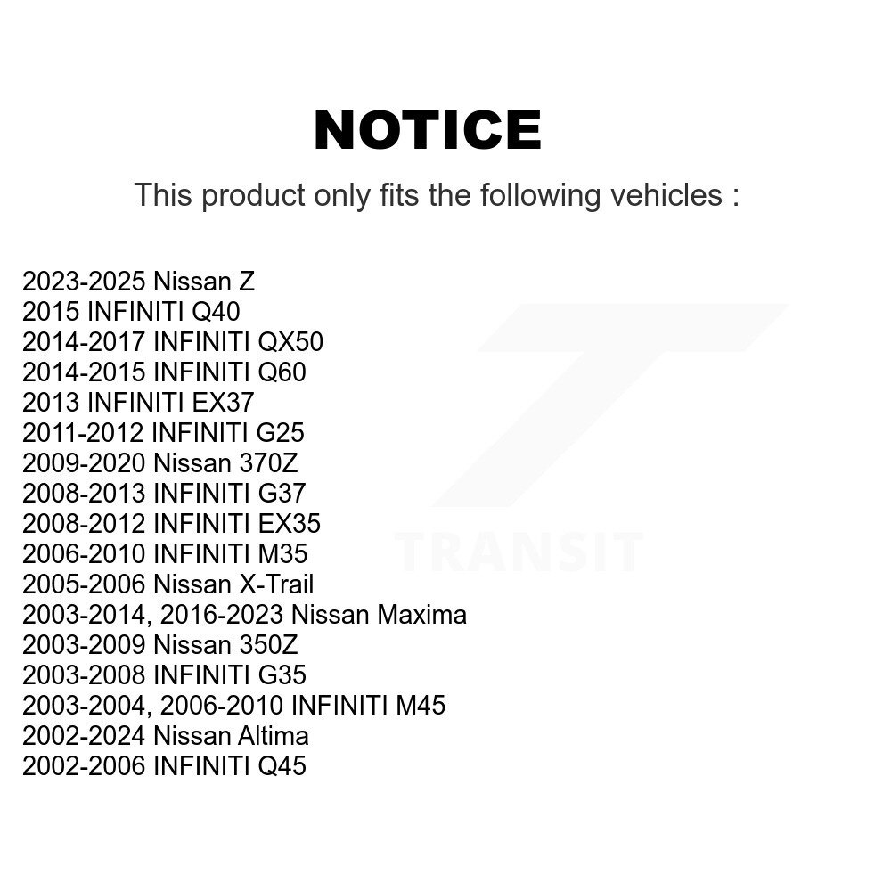 [Arrière] Chaussures de frein arrière pour Nissan Altima INFINITI Maxima G37 G35 QX50 350Z EX35