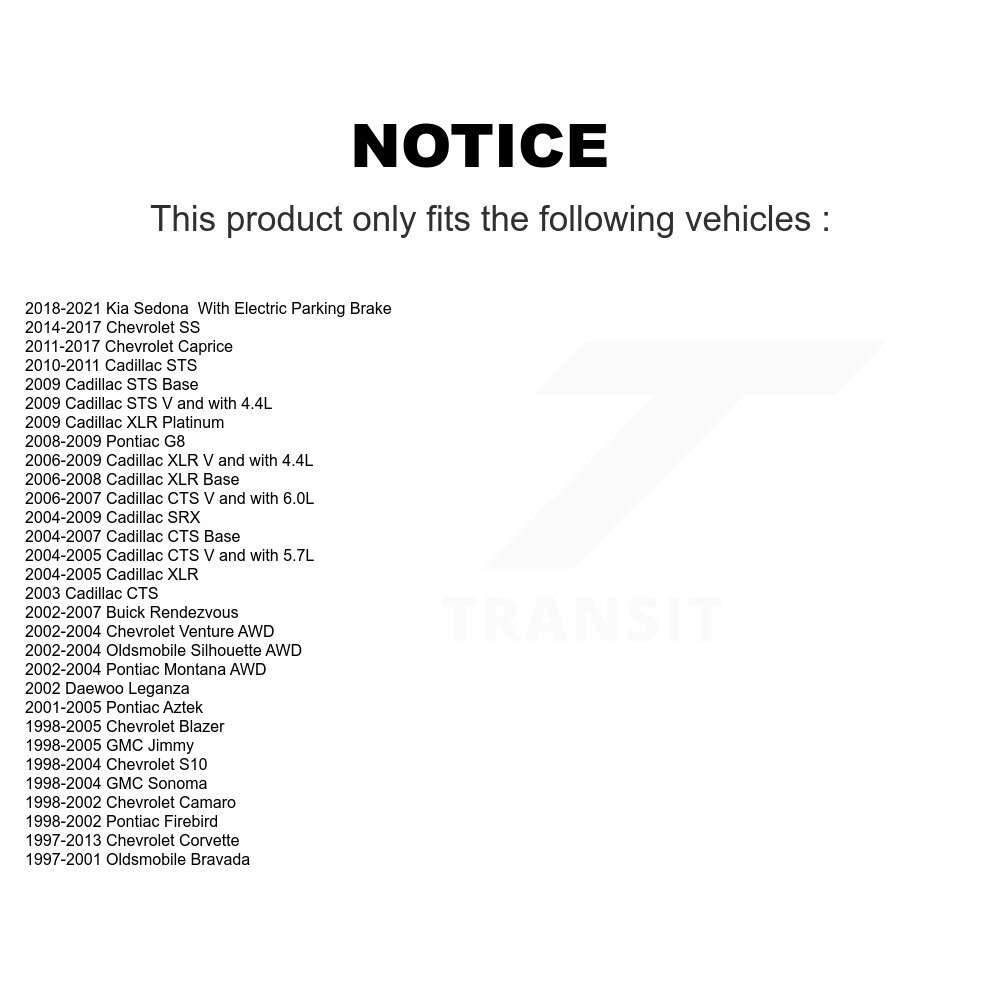 [Arrière] Chaussures de frein de stationnement arrière pour Chevrolet Corvette Kia Sedona GMC Cadillac Pontiaque