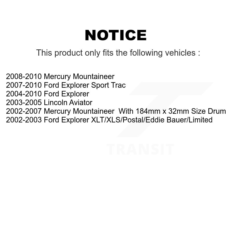 [Arrière] Chaussures de frein de stationnement arrière pour Ford Explorer Sport Trac Lincoln Aviator Mercury